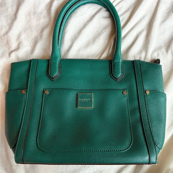 Isaac Mizrahi Handbags - Isaac Mizrahi Green Leather Tote Bag – Structured Satchel Purse